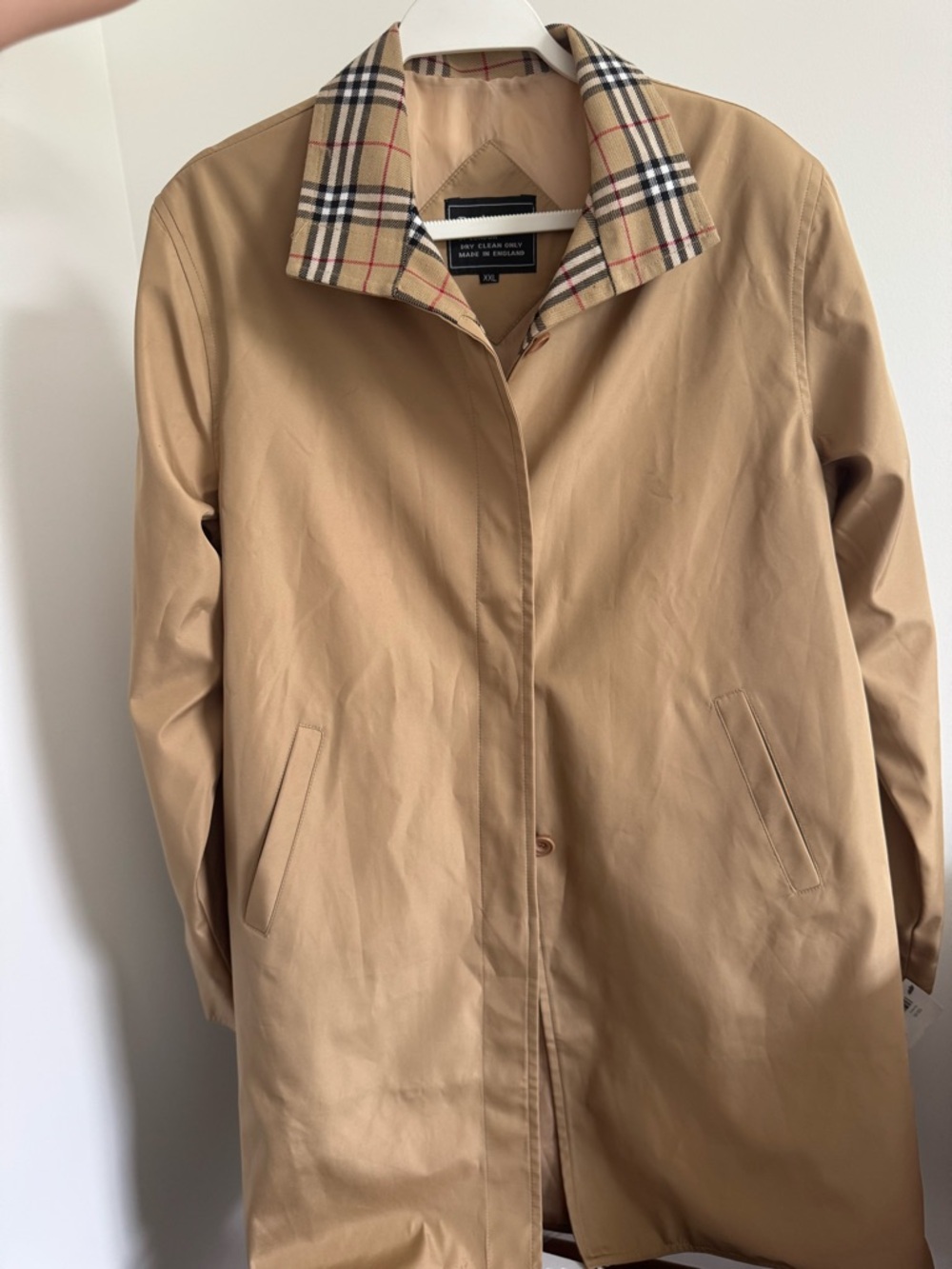 Burberry Tan Trench Coat with Signature Check Collar
